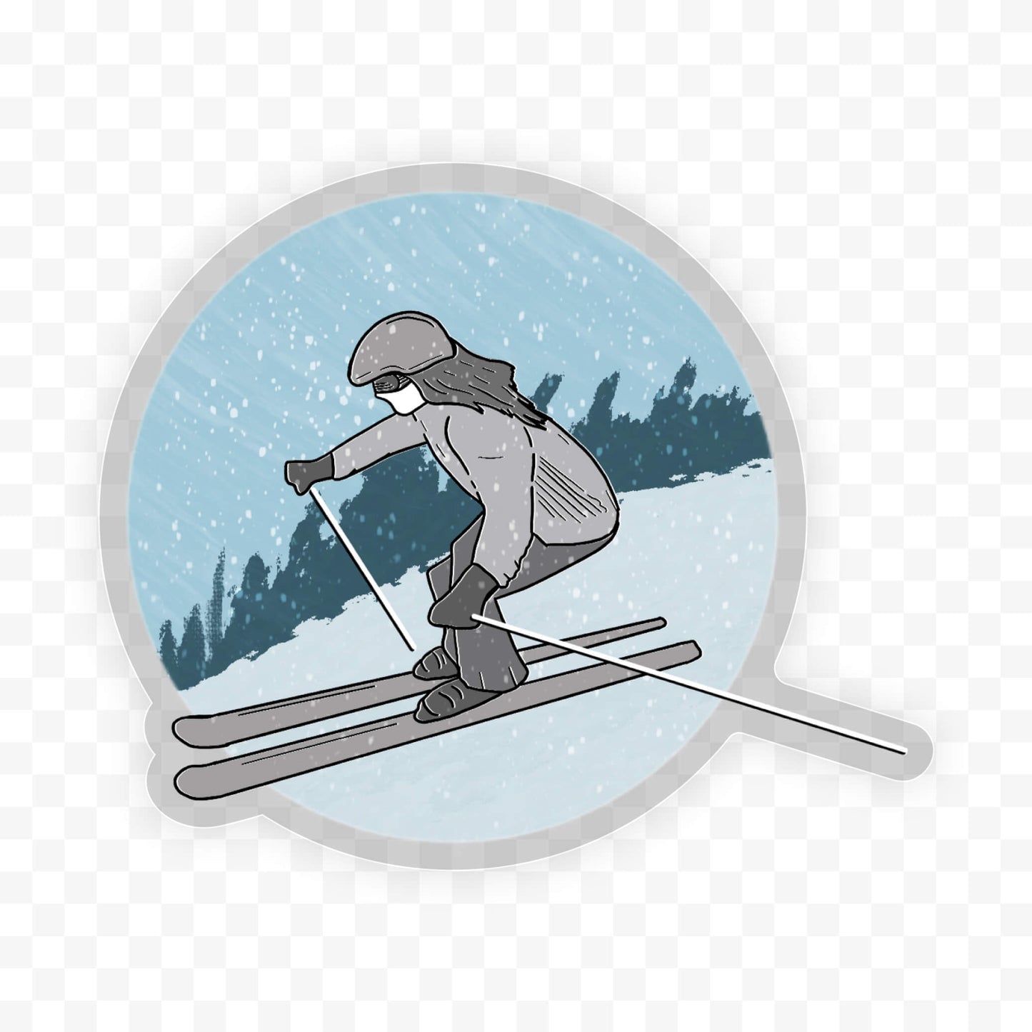 Ski Sticker | Girl Skier Sticker