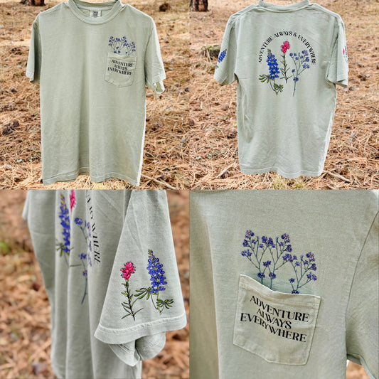 Adventure Everywhere Always - Wildflower Pocket Tee