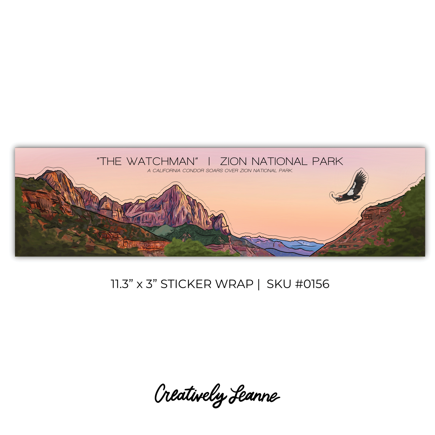 Zion National Park Sticker Wrap - "The Watchman- Sunset"