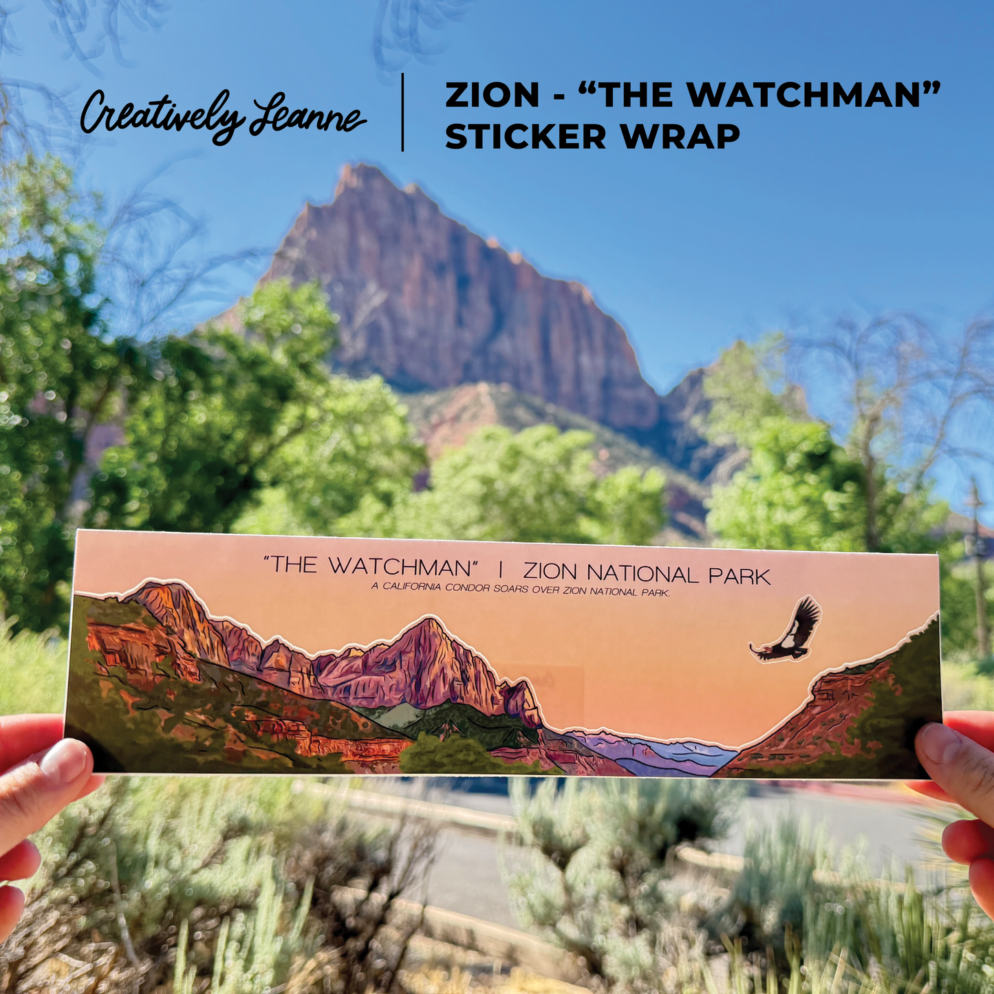 Zion National Park Sticker Wrap - "The Watchman- Sunset"