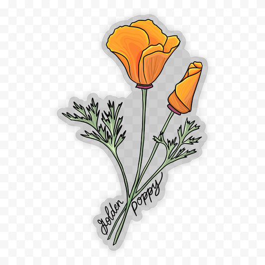 Golden Poppy Wildflower Sticker 6"