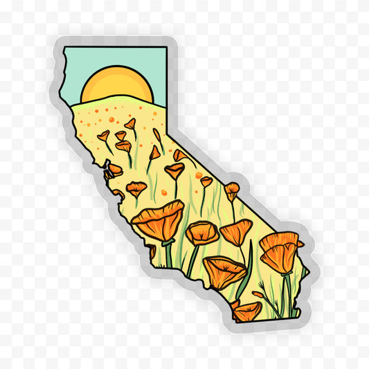 California Field of Poppies Sticker