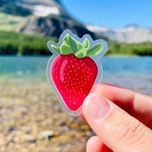 Strawberry Clear Vinyl Sticker